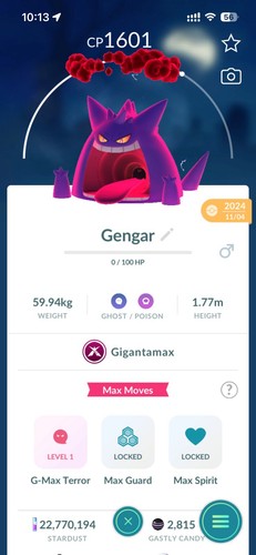Gigantamax gengar pokemon - -, go